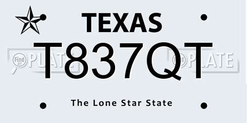 T837QT Texas License Plate