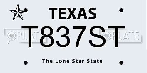 T837ST Texas License Plate