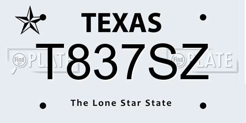 T837SZ Texas License Plate