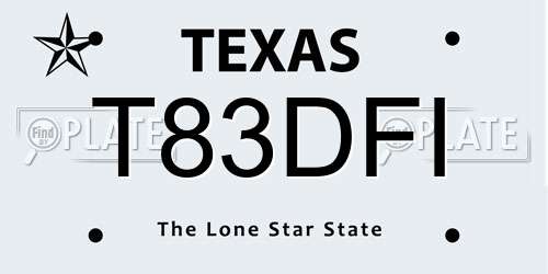 T83DFI Texas License Plate