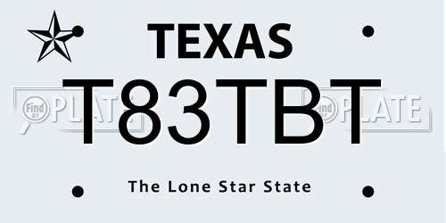 T83TBT Texas License Plate