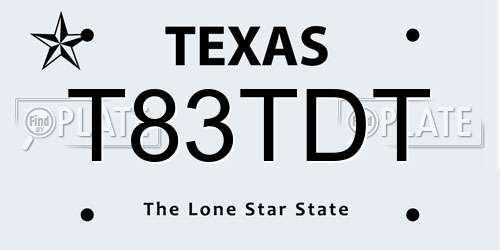 T83TDT Texas License Plate