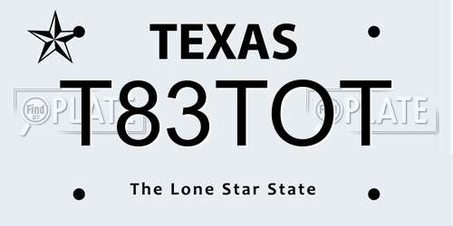 T83TOT Texas License Plate