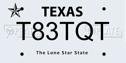 T83TQT Texas License Plate