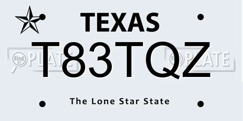 T83TQZ Texas License Plate