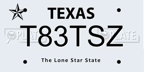 T83TSZ Texas License Plate