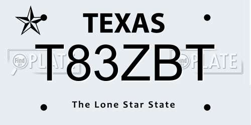 T83ZBT Texas License Plate