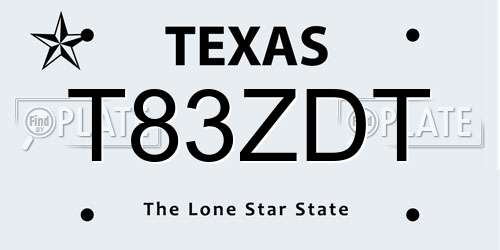 T83ZDT Texas License Plate