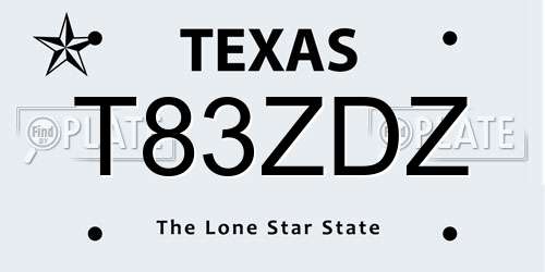 T83ZDZ Texas License Plate