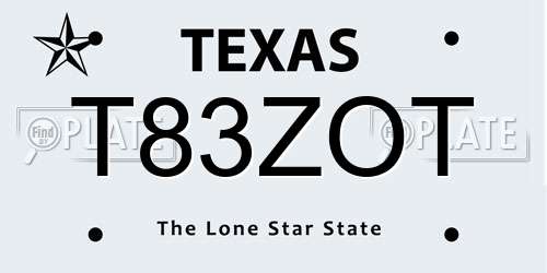 T83ZOT Texas License Plate