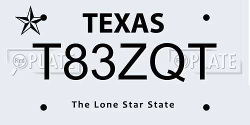 T83ZQT Texas License Plate