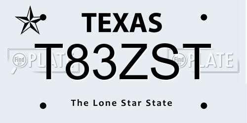 T83ZST Texas License Plate