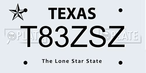T83ZSZ Texas License Plate