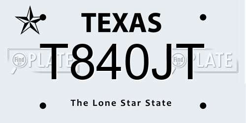 T840JT Texas License Plate
