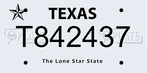 T842437 Texas License Plate