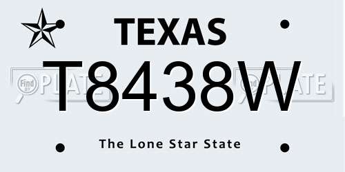 T8438W Texas License Plate