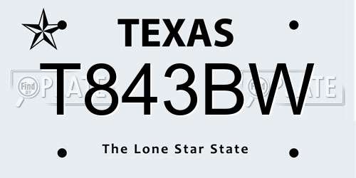 T843BW Texas License Plate