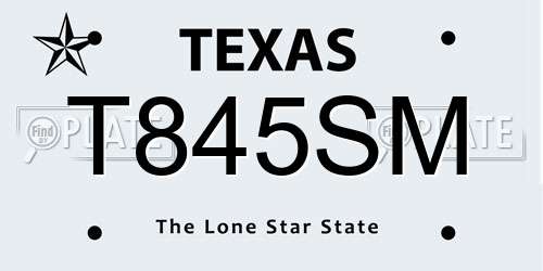 T845SM Texas License Plate
