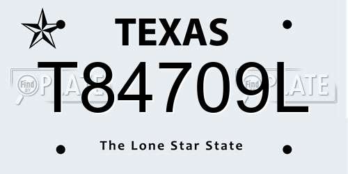 T84709L Texas License Plate