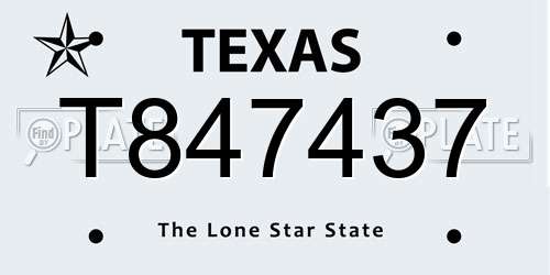 T847437 Texas License Plate