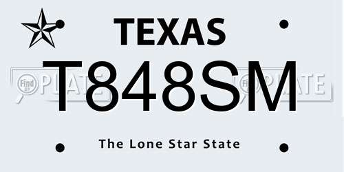 T848SM Texas License Plate