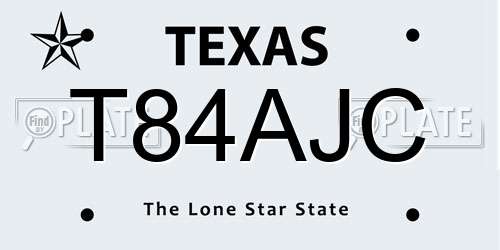 T84AJC Texas License Plate