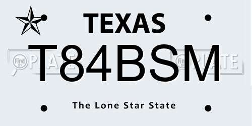 T84BSM Texas License Plate
