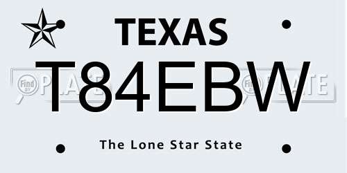 T84EBW Texas License Plate