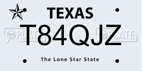 T84QJZ Texas License Plate