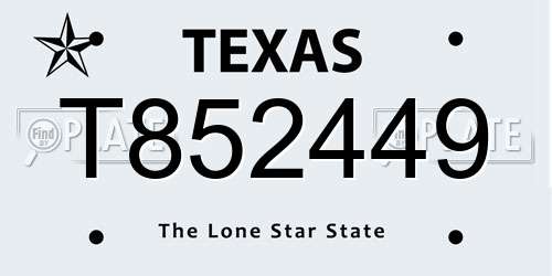 T852449 Texas License Plate