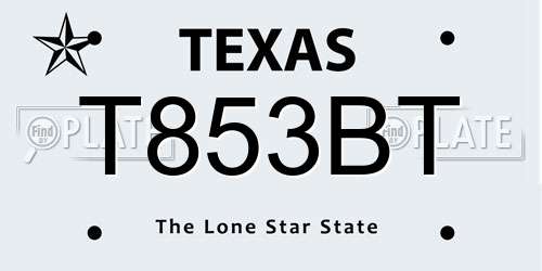 T853BT Texas License Plate