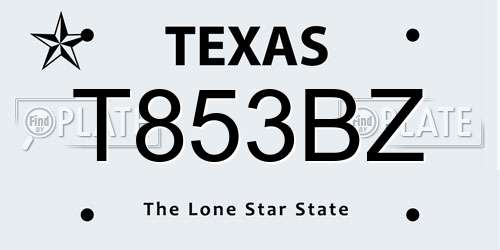 T853BZ Texas License Plate