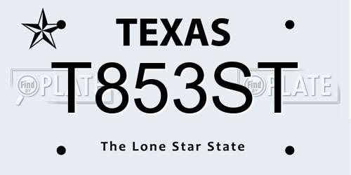 T853ST Texas License Plate