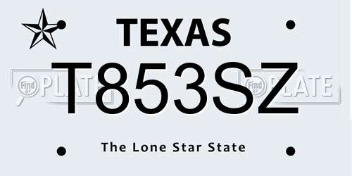 T853SZ Texas License Plate