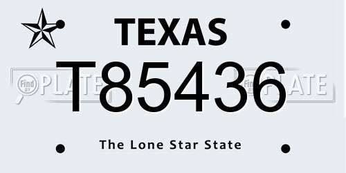 T85436 Texas License Plate