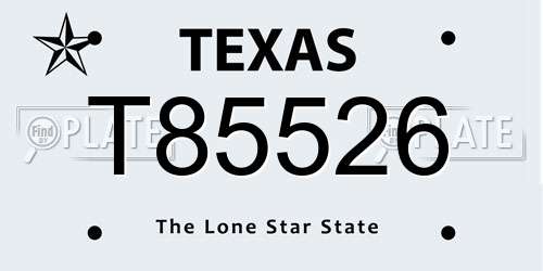 T85526 Texas License Plate