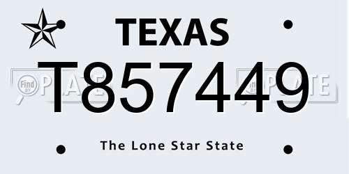 T857449 Texas License Plate