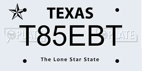 T85EBT Texas License Plate