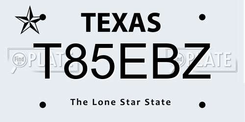 T85EBZ Texas License Plate
