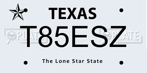 T85ESZ Texas License Plate
