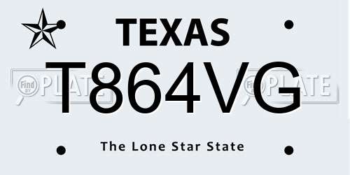 T864VG Texas License Plate
