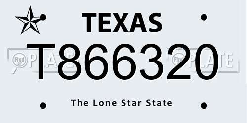 T866320 Texas License Plate