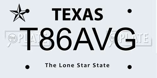 T86AVG Texas License Plate