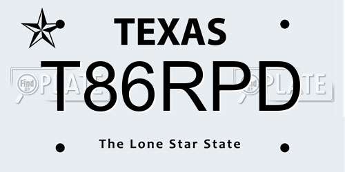 T86RPD Texas License Plate
