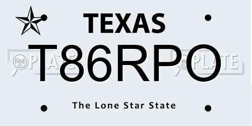 T86RPO Texas License Plate