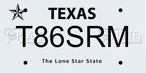 T86SRM Texas License Plate