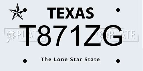 T871ZG Texas License Plate