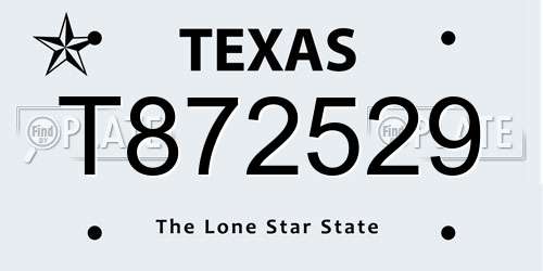 T872529 Texas License Plate