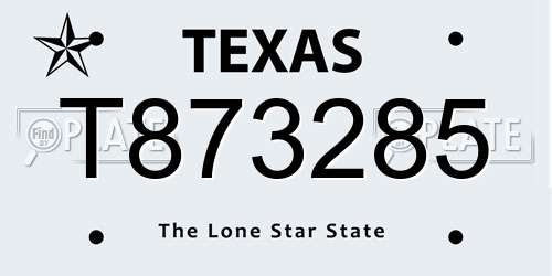 T873285 Texas License Plate