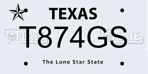 T874GS Texas License Plate
